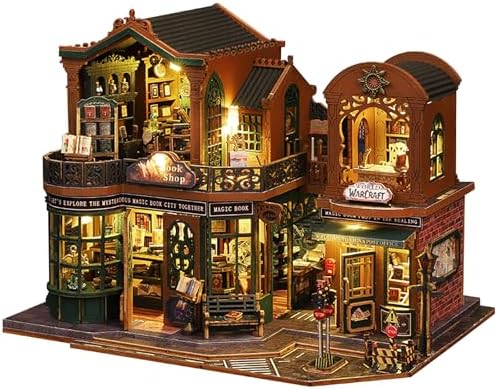 DIY Book Nook Kit - DIY Miniature Dolls House Kit with Furniture and LED Light, 3D Puzzle Wooden Art Bookends, Model Kits for Adults to Build (Twilight Bookstore) by Shylamb