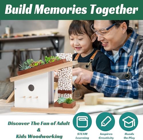 Modern Birdhouse Woodworking Kit, Build Your Own DIY Bird House Kit for Kids and Adults, DIY Woodcraft Building Projects with Paint Set - Image 4