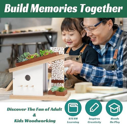 Modern Birdhouse Woodworking Kit, Build Your Own DIY Bird House Kit for Kids and Adults, DIY Woodcraft Building Projects with Paint Set - Image 4