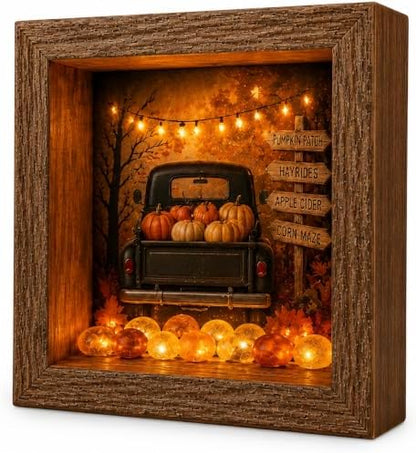 DIY Halloween Shadow Box Night Light Kit, 8.5 Inch Wooden Frame LED Craft Set with Luminous Stones & Acrylic Panels, Create Your Own Spooky Ghost & Pumpkin Scene, Fall Autumn Tabletop Home Decor by Unknown