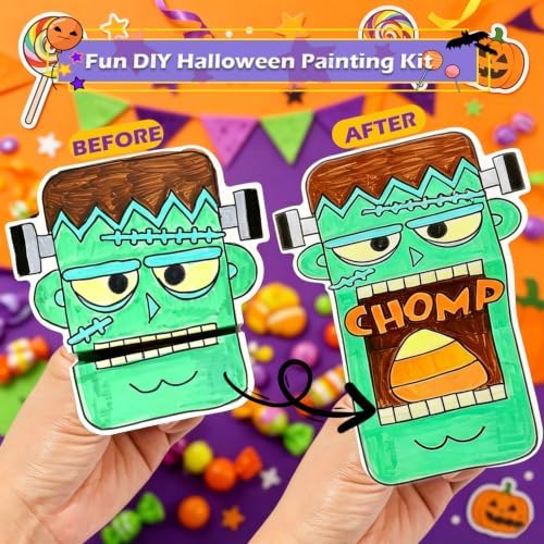 ERRECI Halloween Crafts for Kids, DIY Origami Paper Kit with 8 Patterns & 6 Stickers, Make You Own Halloween Arts and Crafts for Halloween Classroom Decorations Party Favors Supplies - Image 4