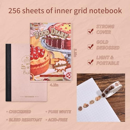 Scrapbooking Supplies Kit, Vintage Culinary Aesthetic Scrapbook Kit for Bullet Junk Journal, Gourmet DIY Journaling Supplies with Recipe, Dessert, Kitchen, Cafe Elements, Unique Gift for Teens & Women - Image 2