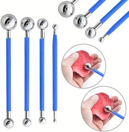 30Pcs Clay Sculpting Tool Set, Polymer Clay Kit with Silicone Sculpting Brushes, Wooden Carving Tools, Ball Stylus, Dotting Pens & Smoothing Sponge, Multi-Function Craft Tools for Pottery, Ceramic - Image 2