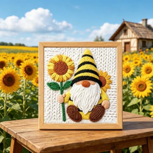 BEUNITONE 2 Pcs Gnome & Sunflowers Punch Needle Kits for Adults Beginner - Image 5