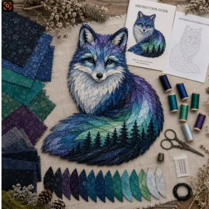 Northern Lights Wildlife DIY Patchwork Kit, Creative Fabric Craft Sewing Kit for Adults, Handmade Home Decor Project by Unknown