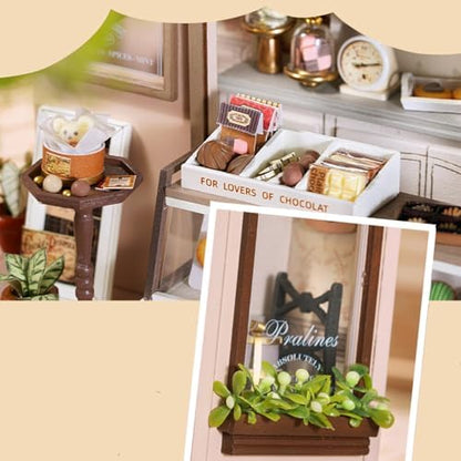MAGQOO DIY Miniature Dollhouse Kit with Furniture Creative Room Mini Wooden Doll House Accessories DIY Miniature House Kit (Leisurely Joy Bakery) - Image 4