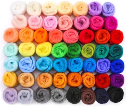 Mayboos 54 Colors Needle Felting Wool, 5.71oz Wool Roving by Mayboos