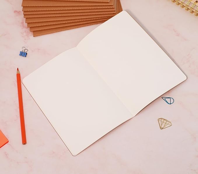 FAWTEEM 48 Pack A5 Blank Notebook Bulk Kraft Cover Blank Sketch Book Pad Travel Journals Composition Diary Subject Notebooks Planner 60 Pages, 8.3”x 5.5”