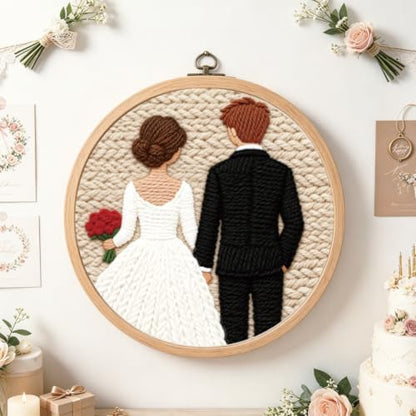 BEUNITONE 2 Pcs Sweet Couple Wedding Punch Needle Kits for Adults Beginner - Image 6