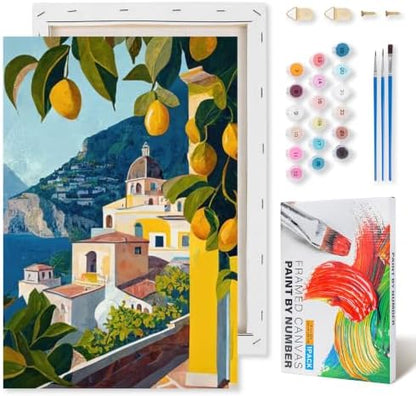 Lemon Tree Framed Paint by Numbers Kit for Adults Beginner 8x12 inch by Kalonyth
