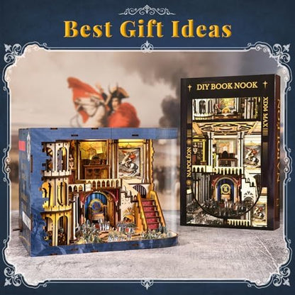MiniCity Napoleon Book Nook Kit, DIY Wooden Miniature House Puzzle with LED - Image 6