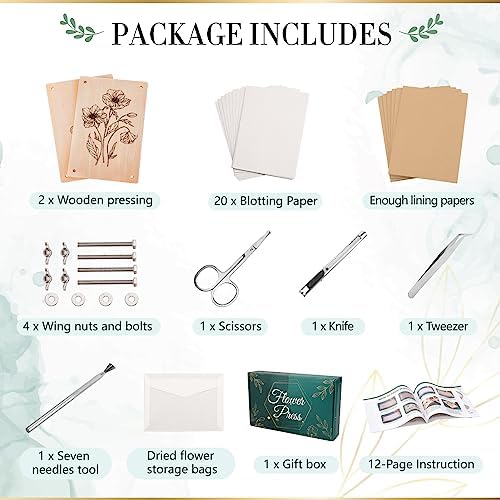 Aboofx Large Wooden Flower Pressing Kit, 10.8"x6.9" 6 Layers - Image 3