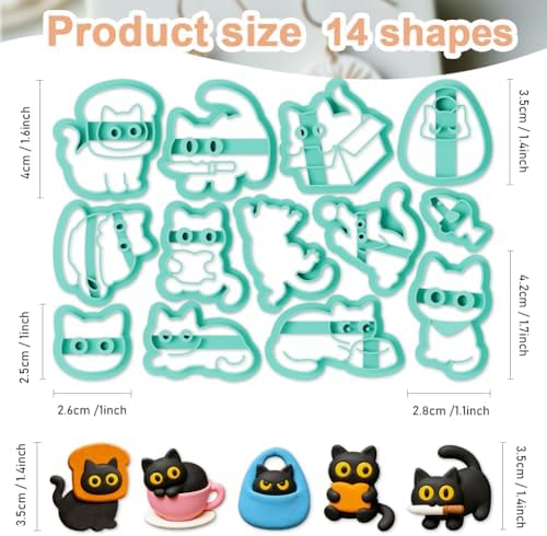 14Pcs Cat Polymer Clay Cutters Set Clay Earrings Cutters for Adults Polymer Jewelry Cutter with Earrings Accessories DIY Craft Supplies - Image 2