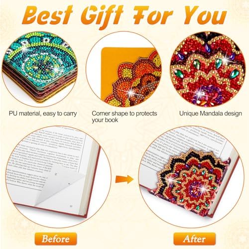 WIVICO 6Pcs Diamond Painting Bookmarks, Diamond Pearl Art Kits for Adults - Image 3