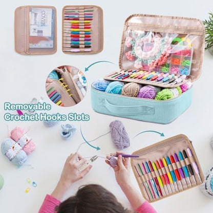 MYBAGZING Crochet Kit for Beginners,Yarn Starter Kit w/Hooks & Storage Bag - Image 3