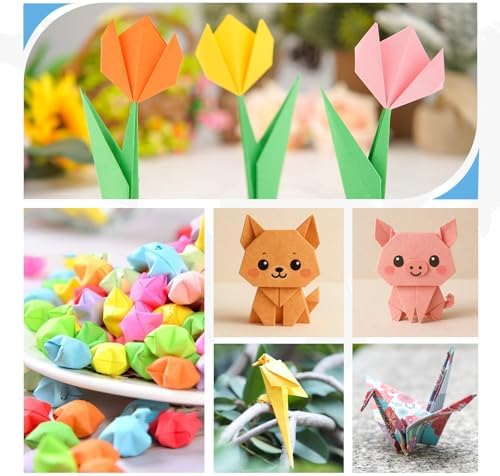 AluAbi Origami Paper Kit 500 Sheets & 1350 Star Strips for Kids 5-12 - Image 6