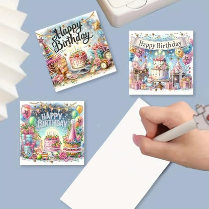 6PCS Diamond Art Painting Greeting Cards Kit, Birthday Themed DIY Card Making Set with Crystals and Envelopes, Creative Craft for Adults, Fun Party Activity and Personalized Gift - Image 4