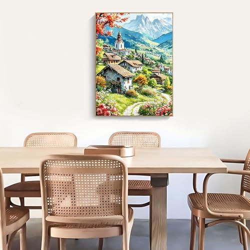 Ycydilirab Landscape Paint by Numbers for Adults-Paint by Number Scenery,DIY Acrylic Paint by Numbers Kits on Canvas Village Drawing Colorful Paintworks Artwork for Adults Beginner 16x20inch - Image 4