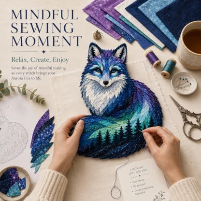 Northern Lights Animal Embroidery Kit DIY Fabric Patchwork Craft Set (FOX) - Image 5