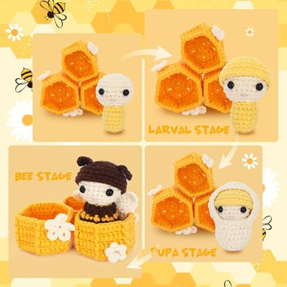 CrochetBox Bee Grow Up Crochet Kit for Beginners, Easy Craft for Adults - Image 2