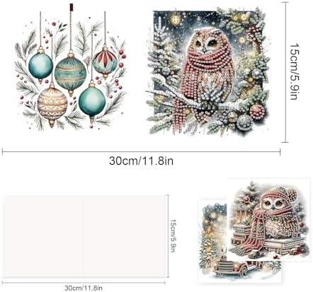 TDFERAN Diamond Painting Blank Greeting Card Set of 6 Snowy Christmas Owl Greetings Cards Thinking of You Greeting Card with Envelopes Animal Beautiful Greetings Cards Holiday Party Invitations - Image 2