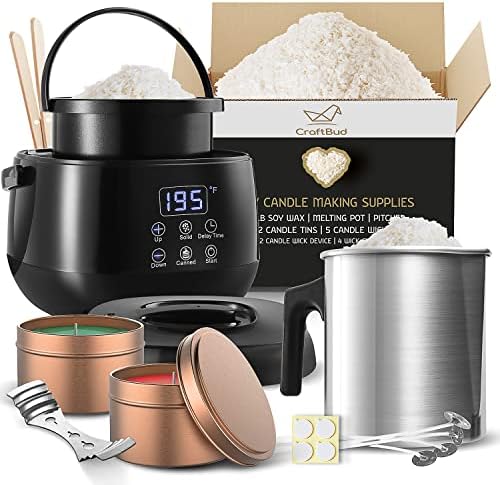 CraftBud Soy Candle Making Kit, Candle Making Supplies Kit for Adults & Kids, 1Lb Soy Wax for Candle Making, 16 PC DIY Candle Making Kit for Adults Includes Electric Wax Melter, Candle Wicks & More by CraftBud