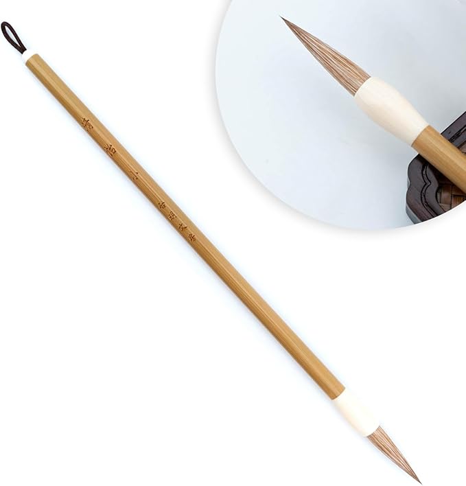 Qi Ming Wen Fang Chinese Calligraphy Brush, Weasel Hair Chinese Brushes, Calligraphy Sumi Brush for font 2-6cm, Seal/Clerical/Regular/Running/Cursive Script, Japanese Kanji. QingYi Small 1pc