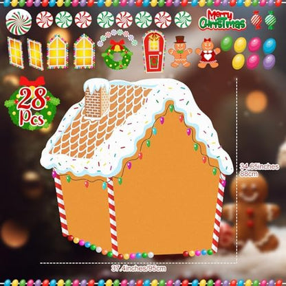 WovWeave DIY Felt Christmas Gingerbread House Decorations 3.1 x 2.9 ft - Image 2