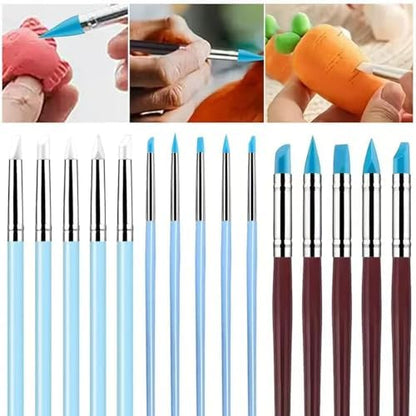 15 PCS Blue Clay Sculpting Tools Set, Professional Silicone Brushes & Dotting Tools Kit for Polymer Clay, Air Dry Clay, Pottery, Modeling & Crafting for Adult - Image 3