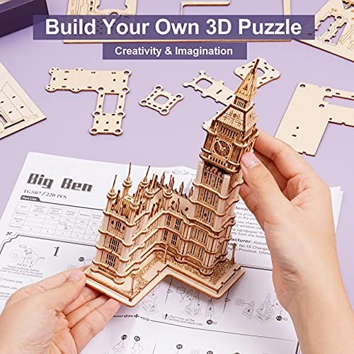 Rowood 3D Puzzles for Adults Wooden Model Kit Adult Craft Kit Gifts for Age 14+ Big Ben - Image 6