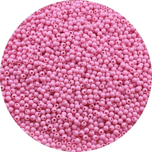 2000pcs Acrylic Round Beads for Crafts 4mm Resin Candy Color Spacer Beads with Hole for Jewelry Making Sewing Crafts Decoration Necklaces Bracelets Earrings Supplies(Pink) by Unknown