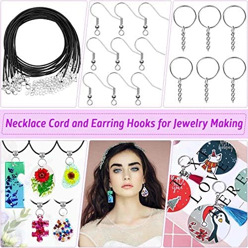219Pcs Resin Kit for Beginners, Thrilez Resin Mold Kit with Resin Molds Silicone and Epoxy Resin Supplies Include Dried Flowers, Foil Flakes, Necklace Cord, Earring Hooks for DIY Jewelry Making - Image 5