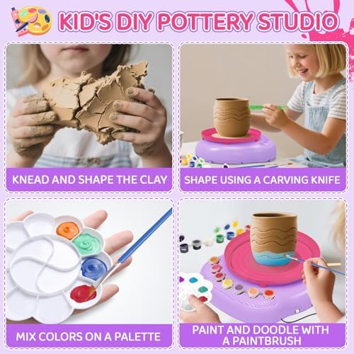 Pottery Wheel for Kids, Complete Kit with Air-Dry Clay, Ages 8-12 - Image 4