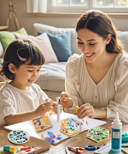 Kids Mosaic Coaster Kit – 4-Pack, Non-Toxic Crafts Ages 6-12 - Image 4