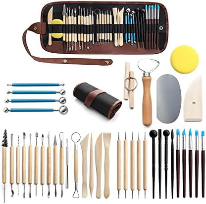Clay Tools 40PCS Pottery Tools Clay Sculpting Tools Polymer Clay Tools Kit Ceramic Tools for DIY Handcraft Modeling Clay Carving Tools Set by WALTERT+W