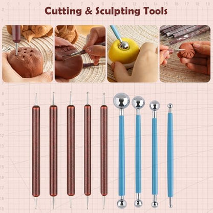 27PCS Clay Tools Sculpting, Ceramics Tools Set, Ceramic & Pottery Modeling Tools, Air Dry Clay Tools, Polymer Tools Kit for Carving, Molding, Pottery Wheel, Crafting Supplies, Pros, Beginners, Adults - Image 5
