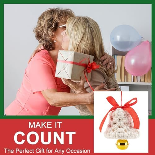 ACRNIGHEET 3PCS Macrame Kit for Adults Beginners, DIY Christmas Bells Ornaments, White Bell Hangings for Xmas Tree, Include Instruction and Video - Image 5