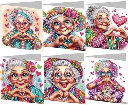 jinglinhh 6pcs Love You Old Grandma Rose Flower Diamond Art Painting Greeting Cards with Envelopes, DIY Card Making Kits for Adults, Diamond Art Postcards Christmas Cards Craft Gifts by Unknown