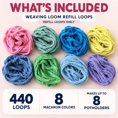 daheypong 440pcs Cotton Weaving Loops for 10-Inch Loom, 8 Macaron Colors - Image 2