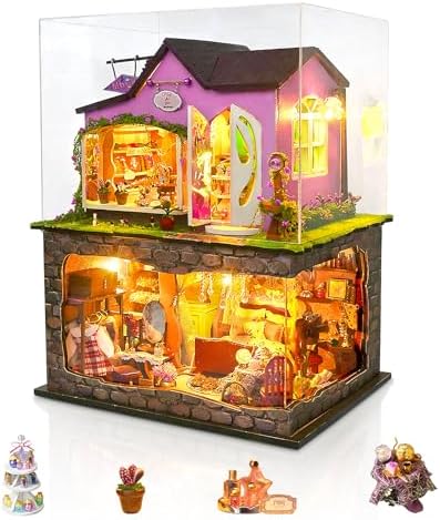 DIY Miniature House Kit, Dollhouse Kit w/Dust Cover Adult, Witch's Shop by MakingLifeFunforCool