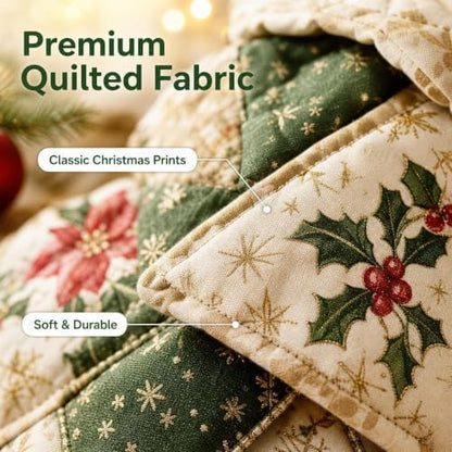Quilted Christmas Tree Kit – Pre-Cut Fabric & Foam Cone DIY Tabletop Decoration with Tree Topper, No-Sew Holiday Craft Kit for Adults & Kids, Christmas Tree Decorations for Home, Party & Gifts (set9) - Image 4