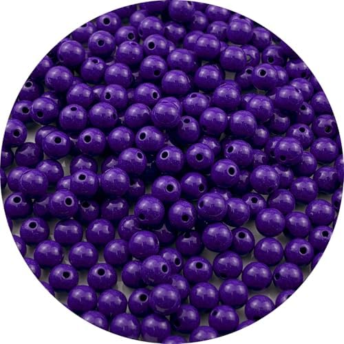 300pcs Acrylic Round Beads for Crafts 8mm Resin Candy Color Spacer Beads with Hole for Jewelry Making Sewing Crafts Decoration Necklaces Bracelets Earrings Supplies(Dark Purple) by Unknown