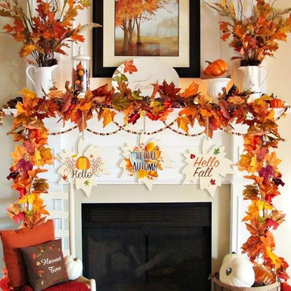 Large Size 7inch Wooden Fall Ornaments to Paint Halloween Thanksgiving Thanksgiving, Maple Leaf Cutouts Unfinished DIY Blank Unfinished Wood Discs Ornament for Crafts Hanging Autumn Decorations 10PCS - Image 3
