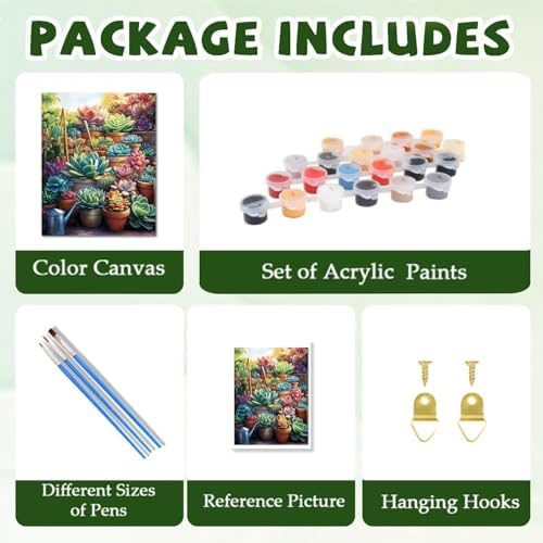 ICYANART Succulent Paint by Numbers Kit for Adults Beginner Plant Lover - Image 5