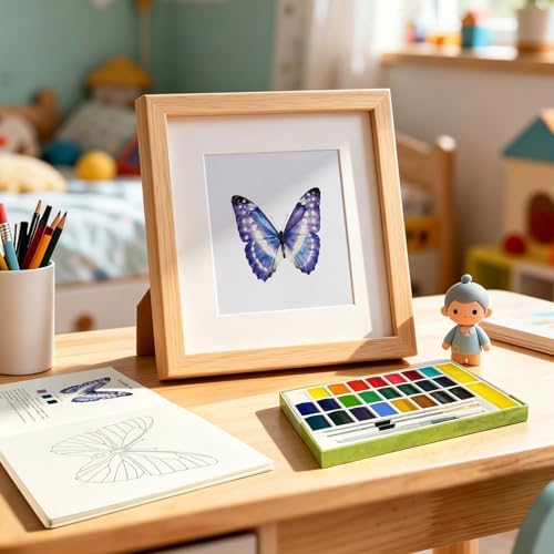 CraftyManor Watercolor Workbook for Beginners, 24 Colors Water Color Paint Set with Paints & Brushes, Creative Adult Coloring Book with 12 Patterns of Original DIY Designs (Butterfly) - Image 5