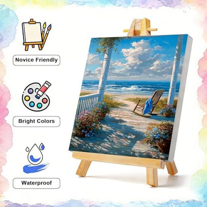 TBAIRO 4 Pack Framed Paint by Numbers Kit for Adults Beginner Beach DIY Painting Kits for Adults Sea Turtle Easy Adult Paint by Number Kits on Canvas for Wall Art Decor 8x12 Inch - Image 2