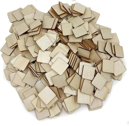 300 Pcs 1 Inch Unfinished Wood Pieces Blank Wood Squares Round Corner for Painting Writing Carving Letter Scrabble DIY (Square 1 x 1 x 0.12 inches) by SPKESE