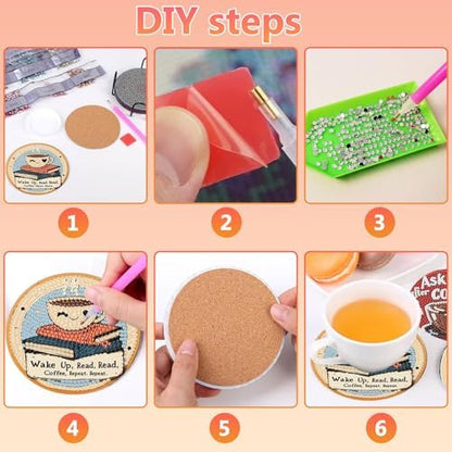 Coffee Diamond Art Coasters Kit for Adults, Diamond Painting Coasters 8 Pcs - Image 7