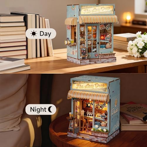 DIY Book Nook Kit, Tropical Coast Bar Miniature House Kit Stepless Dimming - Image 6