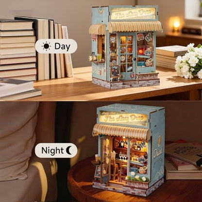DIY Book Nook Kit, Tropical Coast Bar Miniature House Kit Stepless Dimming - Image 6